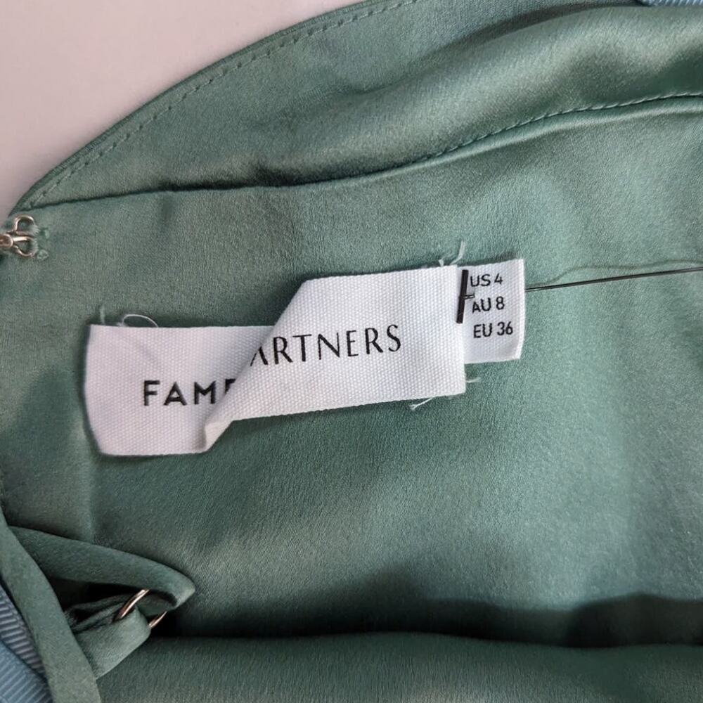 Fame and Partners Strappy Draped Rosabel Gown Green Maxi Dress Size 4 US - Picture 11 of 12